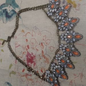 Baublebar necklace with blue and orange stones.